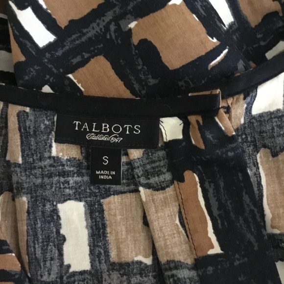 Talbots  Blouse Size S Women's Geometric Pattern Cotton Blouse Short Sleeves - Picture 6 of 12